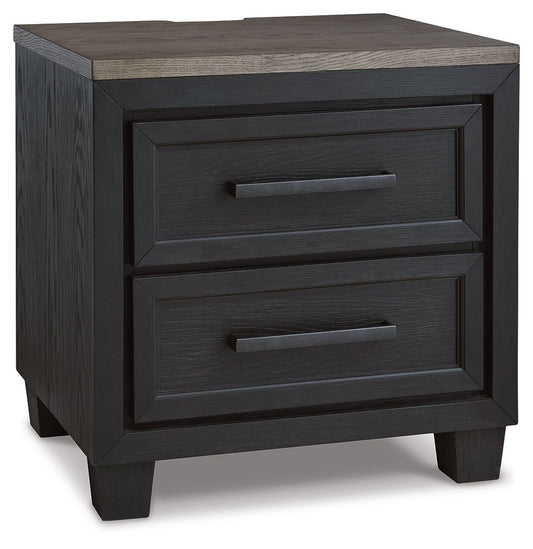Foyland - Two Drawer Night Stand - Black / Brown - The Sleep Loft - Online Mattress Showroom NYC