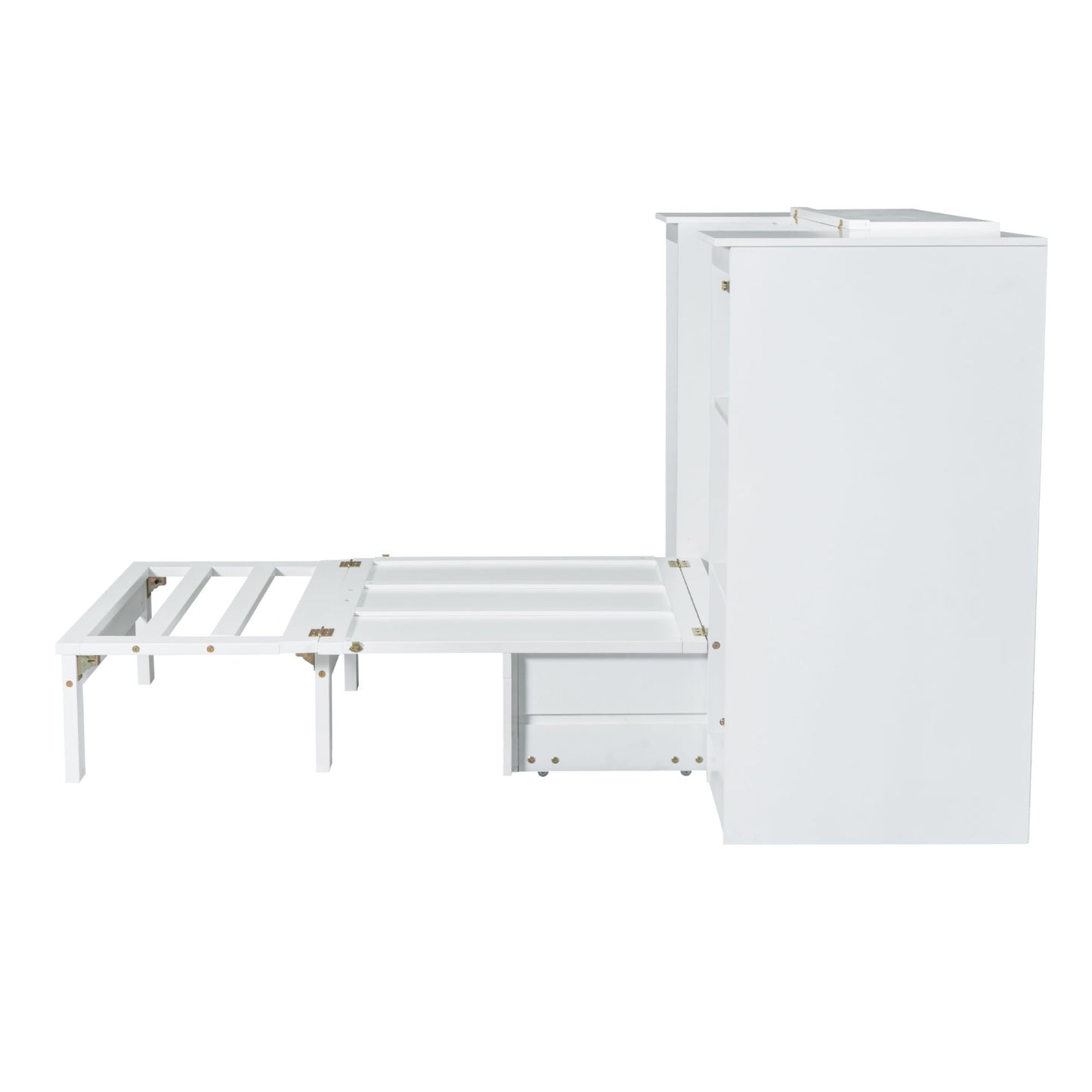 Twin Size Murphy Bed With Bedside Shelves And Wardrobe - White - The Sleep Loft - Online Mattress Showroom NYC