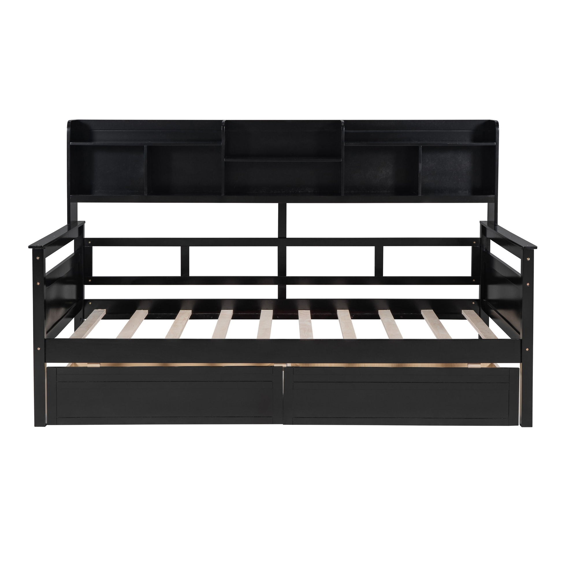 Daybed, Slat Support, With Bedside Shelves And 2 Drawers - The Sleep Loft - Online Mattress Showroom NYC