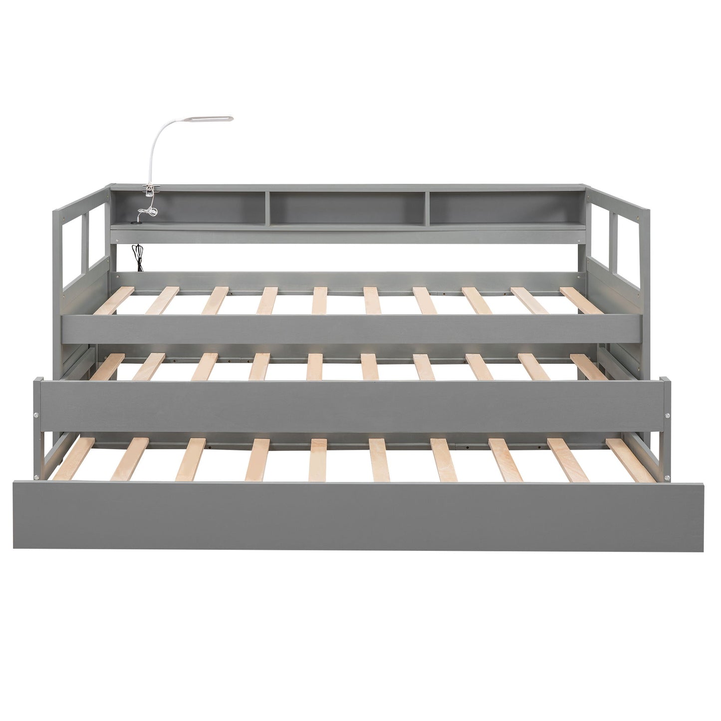 Daybed With 2 Trundles, 3 Storage Cubbies, Built In USB Charging Light - The Sleep Loft - Online Mattress Showroom NYC