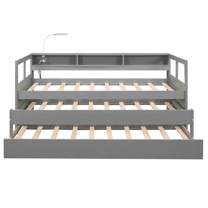 Daybed With 2 Trundles, 3 Storage Cubbies, Built In USB Charging Light - The Sleep Loft - Online Mattress Showroom NYC