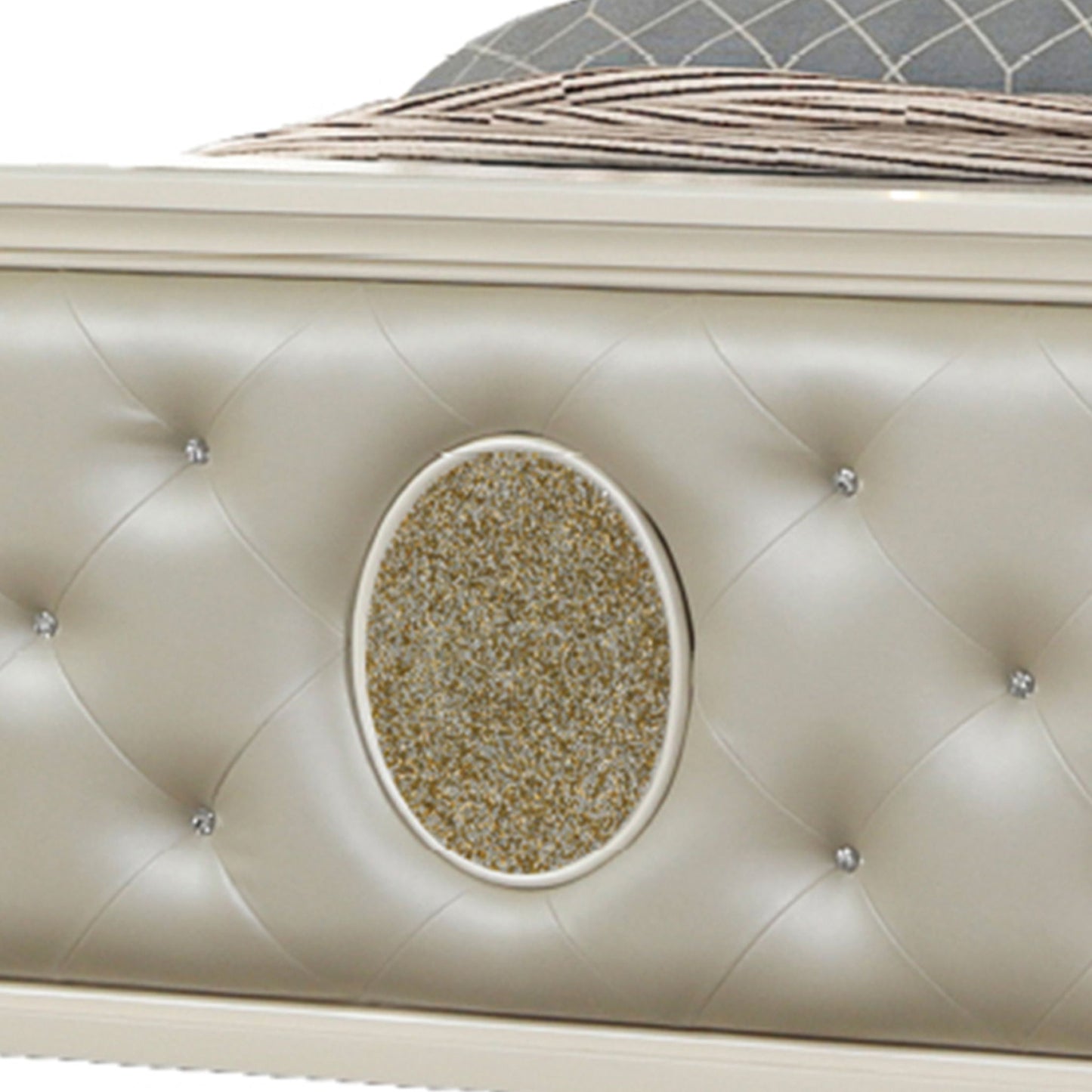 Jasmine - Queen Size Tufted Upholstery & LED Bed - Beige - The Sleep Loft - Online Mattress Showroom NYC