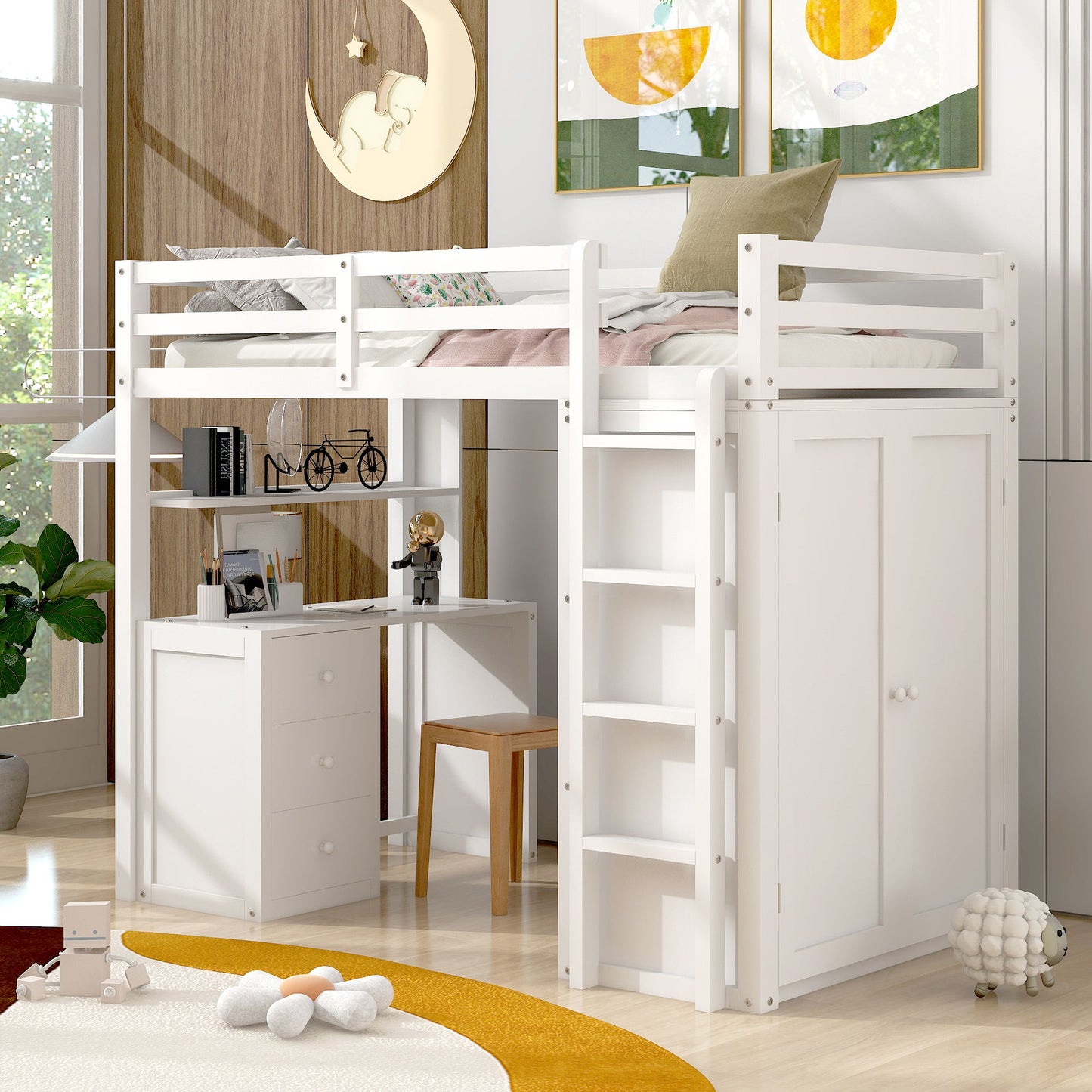 Loft Bed With Drawers, Desk, And Wardrobe - The Sleep Loft - Online Mattress Showroom NYC