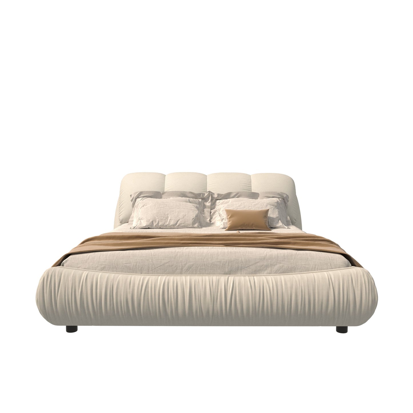 Luxury Upholstered Platform Bed With Oversized Padded Backrest And Solid Wood Frame - The Sleep Loft - Online Mattress Showroom NYC