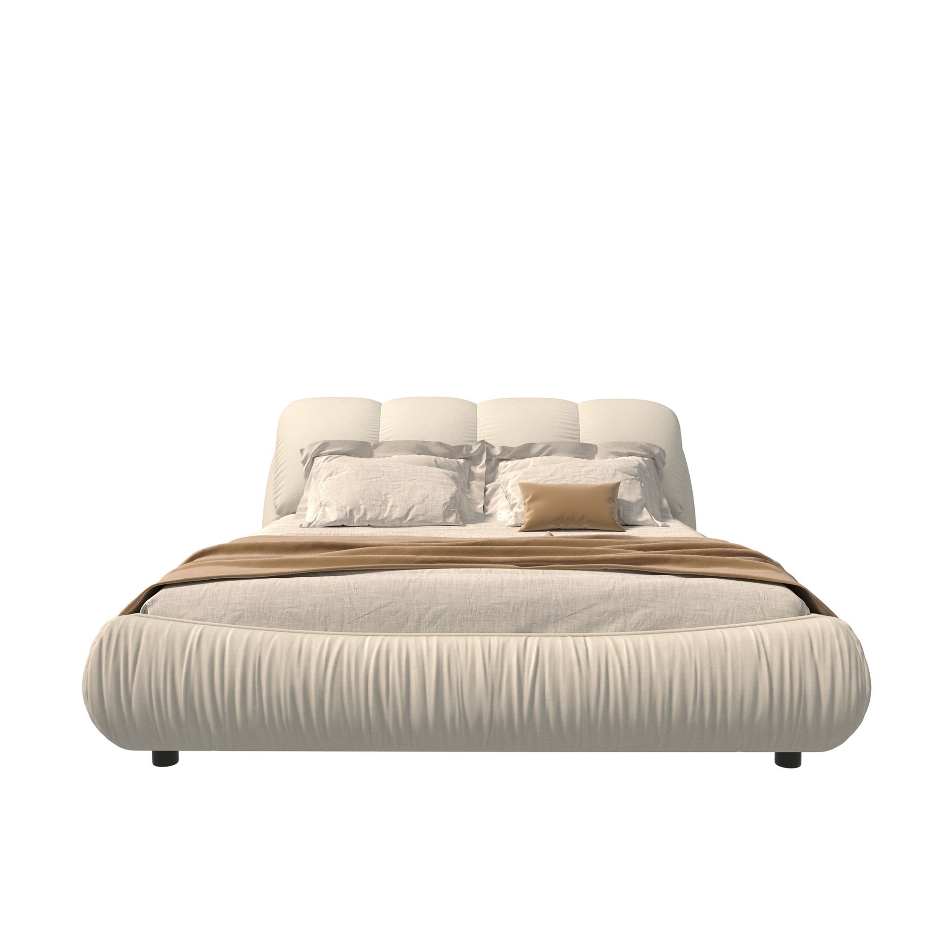 Luxury Upholstered Platform Bed With Oversized Padded Backrest And Solid Wood Frame - The Sleep Loft - Online Mattress Showroom NYC