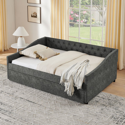 Upholstered Daybed With USB Charging & Pull Out Bed - The Sleep Loft - Online Mattress Showroom NYC