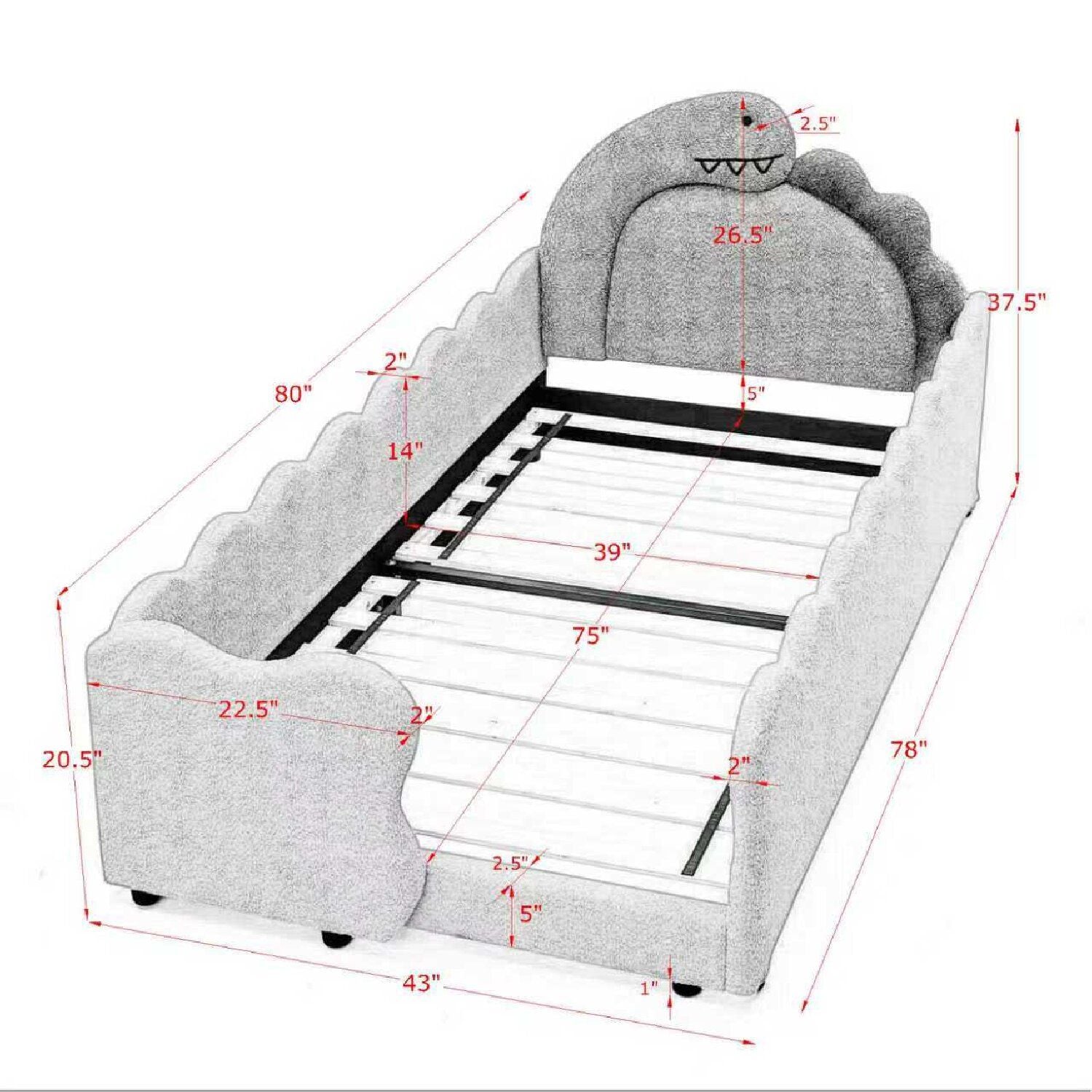 Cute Dinosaur Shaped Bed With Safety Guardrail, Toddler Frame - The Sleep Loft - Online Mattress Showroom NYC