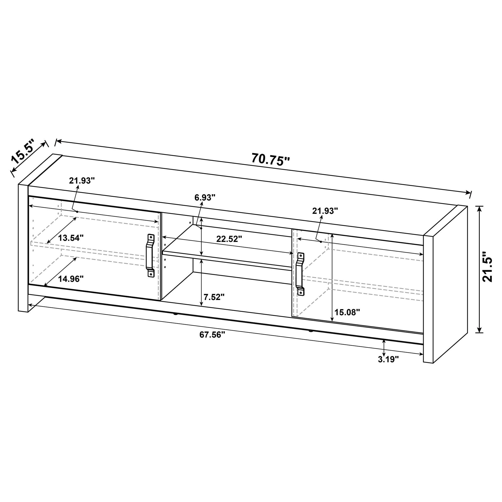 Burke 2-door Engineered Wood 71-inch TV Stand Grey Driftwood