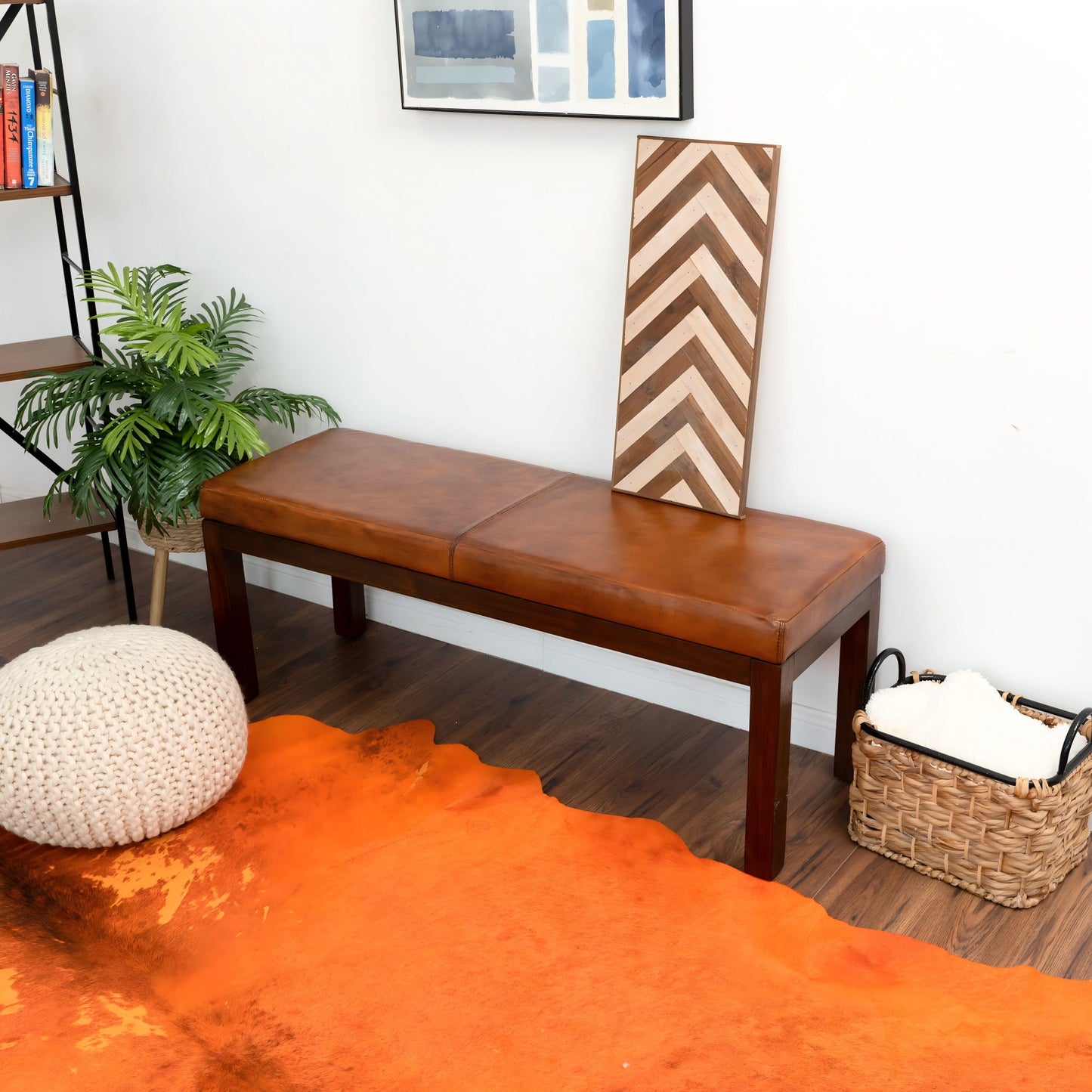 Austin - Bench With Lines - Antique Brown / Brown / Rustic / Tan - The Sleep Loft - Online Mattress Showroom NYC