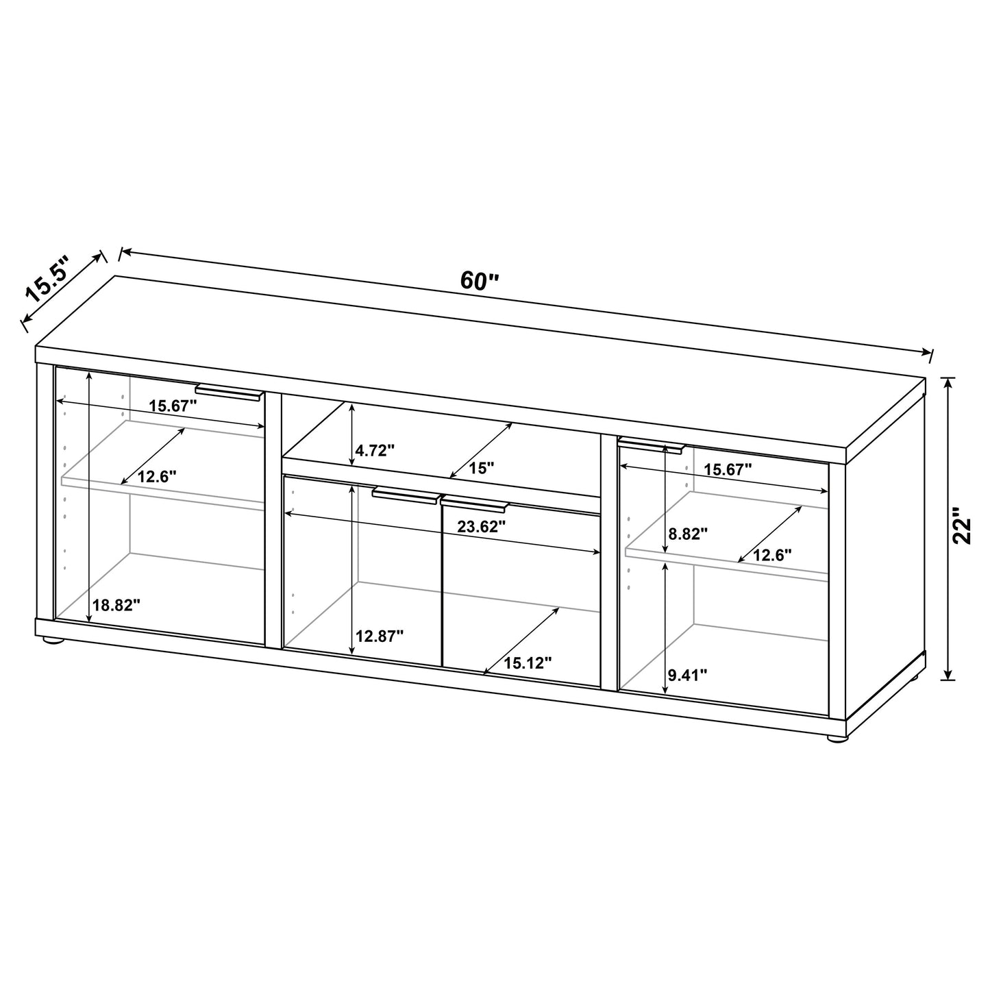 Tabby 4-door Engineered Wood 60-inch TV Stand Mango