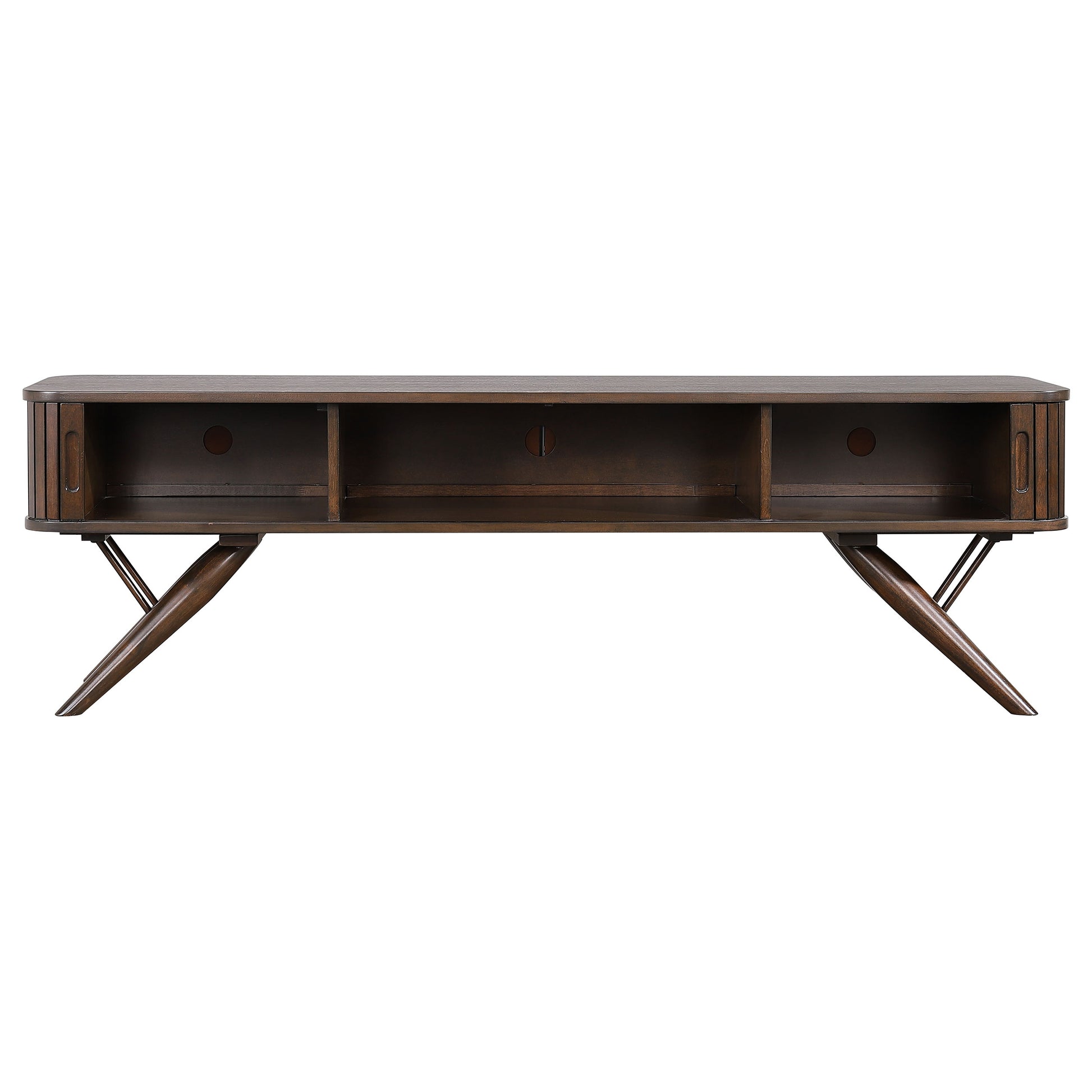 Valna Wood 71-inch TV Stand with Sliding Doors Walnut