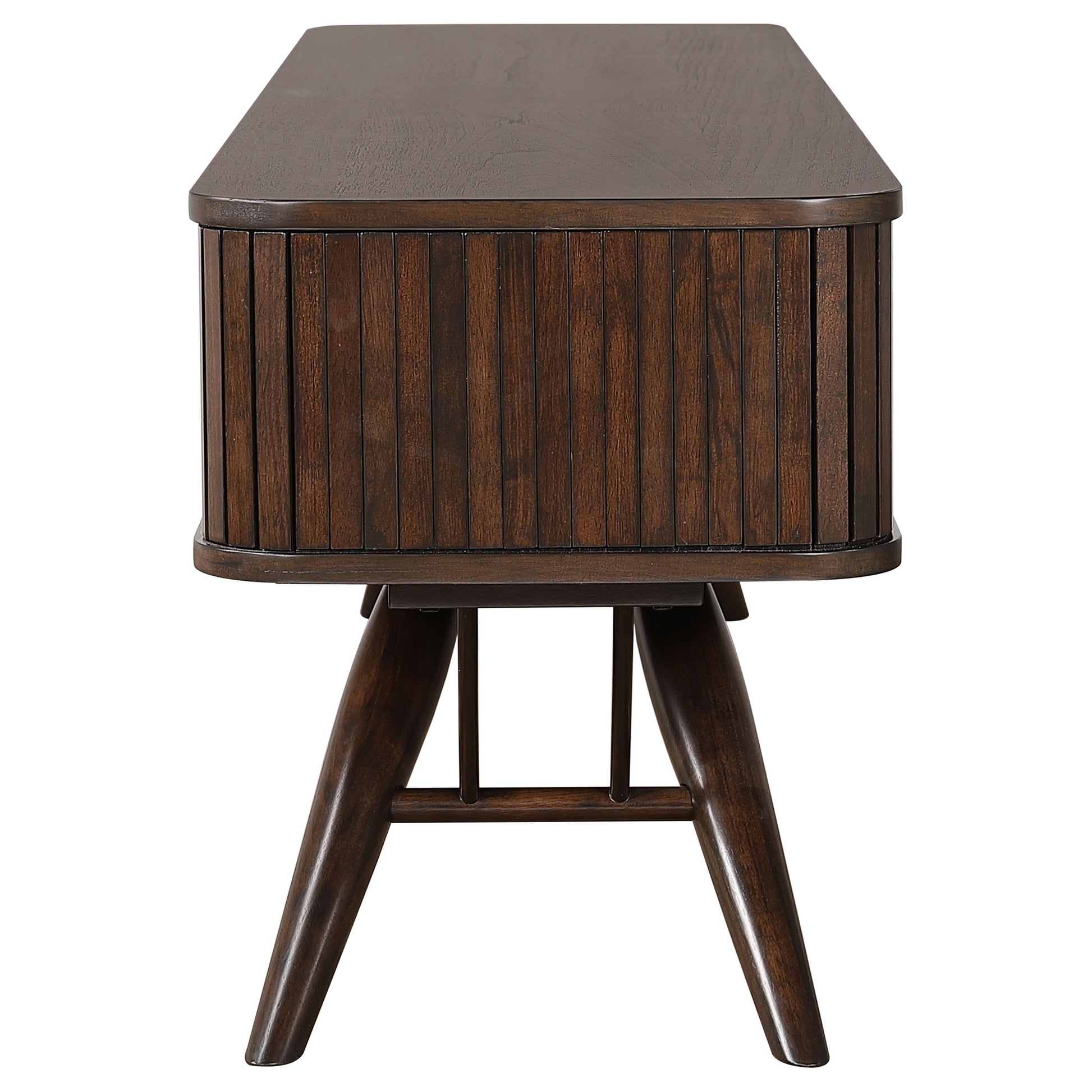 Valna Wood 71-inch TV Stand with Sliding Doors Walnut