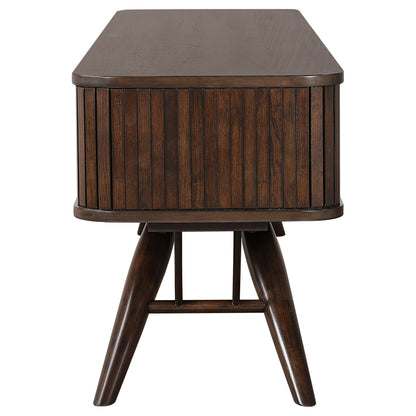 Valna Wood 71-inch TV Stand with Sliding Doors Walnut