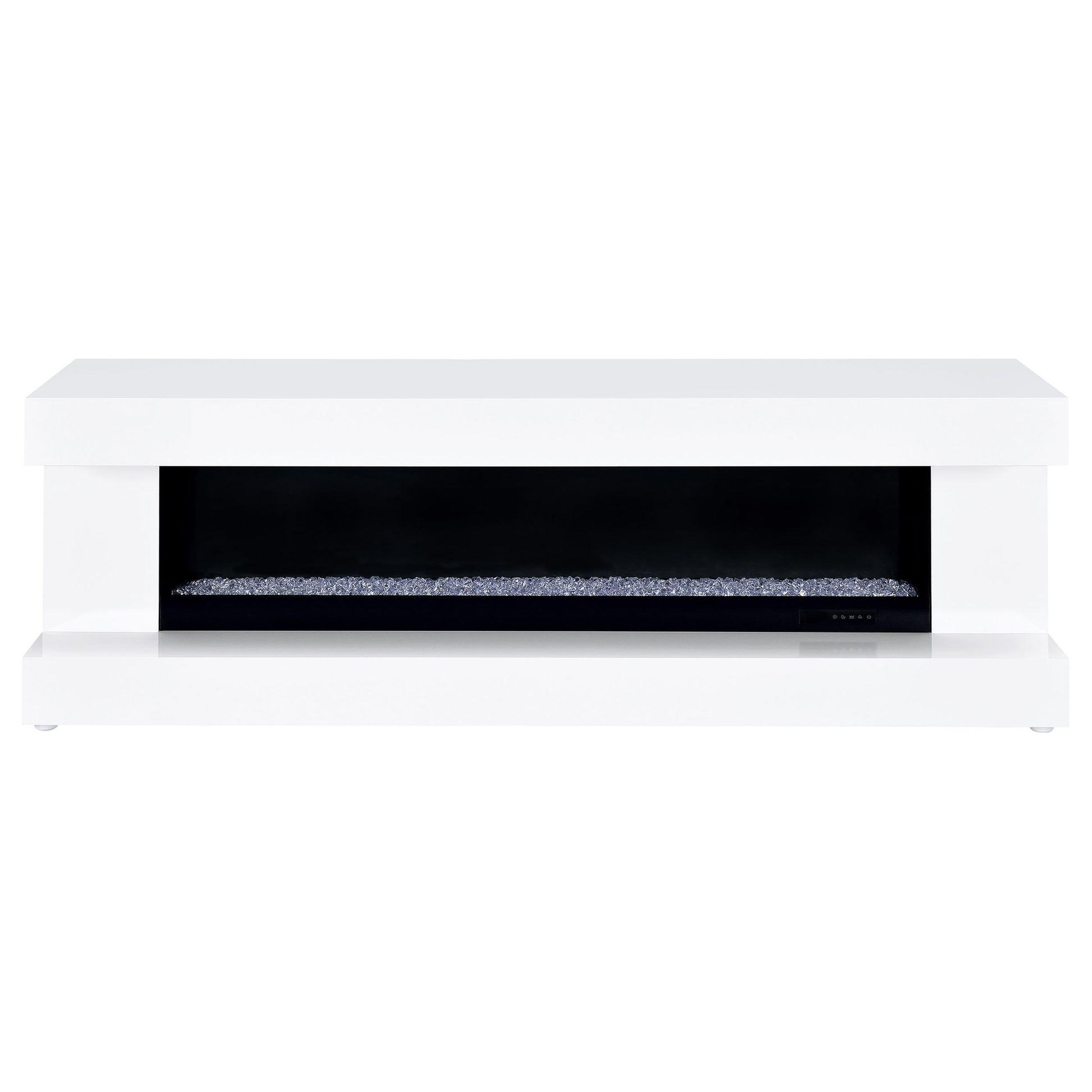 Mallory TV Stand Fireplace Console Bluetooth Speaker White High Gloss
