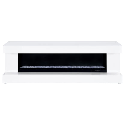 Mallory TV Stand Fireplace Console Bluetooth Speaker White High Gloss