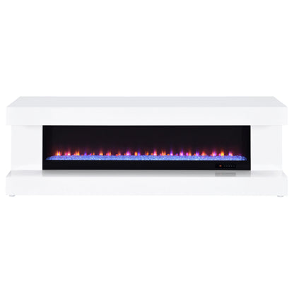 Mallory TV Stand Fireplace Console Bluetooth Speaker White High Gloss