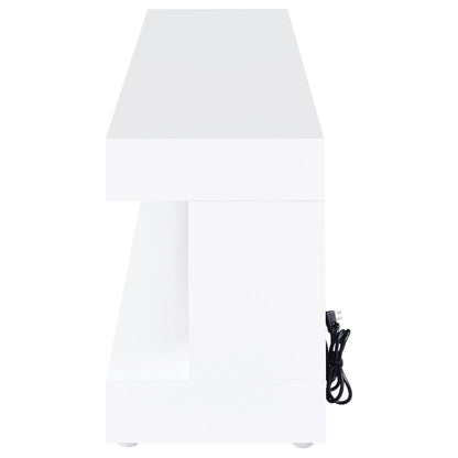 Mallory TV Stand Fireplace Console Bluetooth Speaker White High Gloss