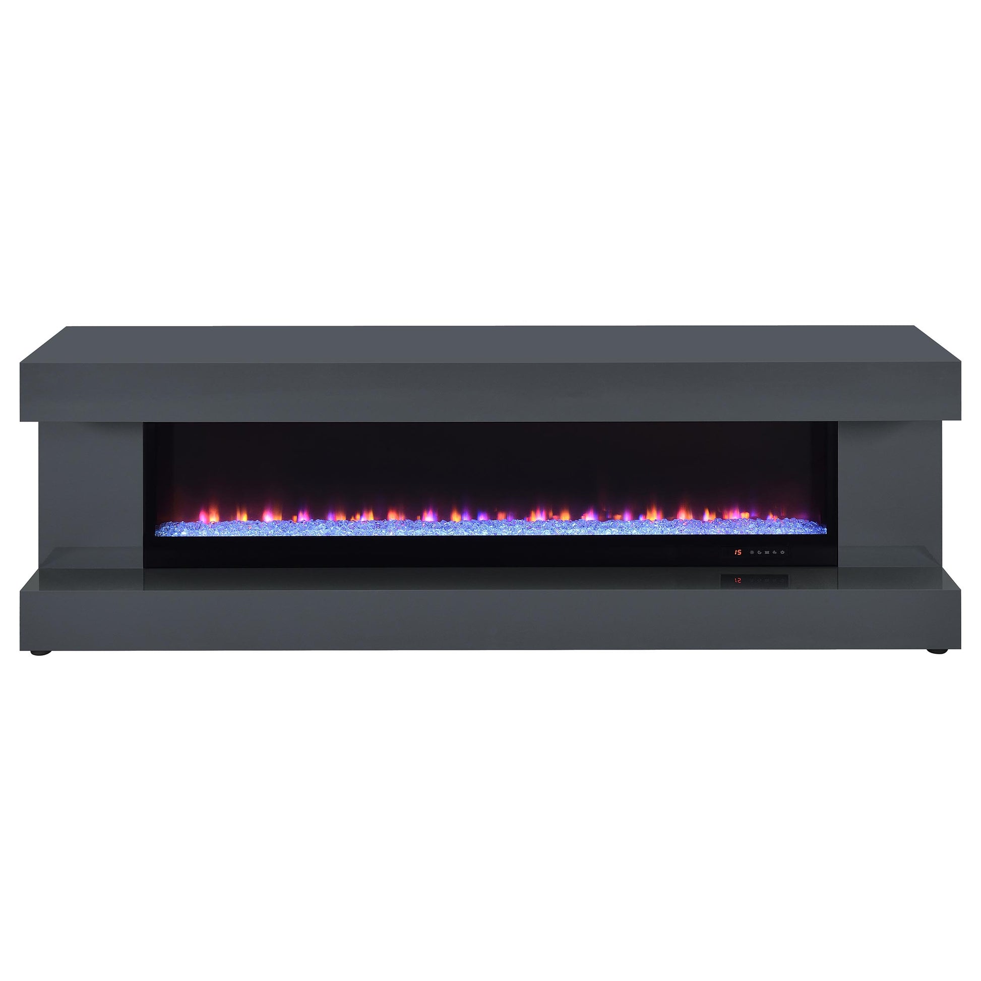 Mallory TV Stand Fireplace Console Bluetooth Speaker Grey High Gloss