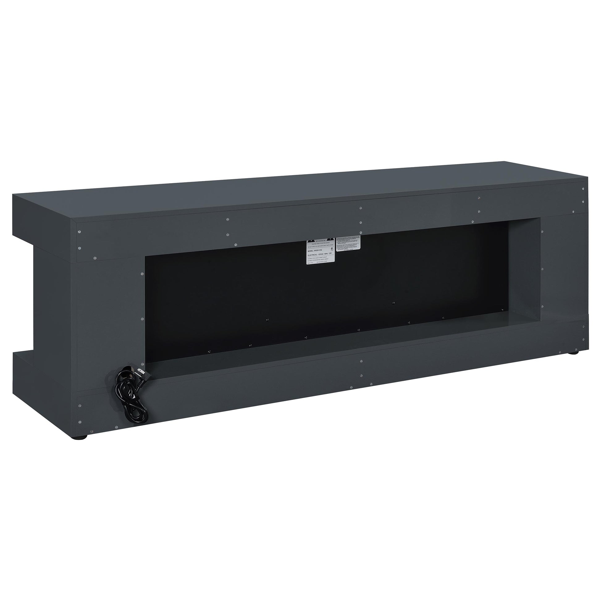 Mallory TV Stand Fireplace Console Bluetooth Speaker Grey High Gloss