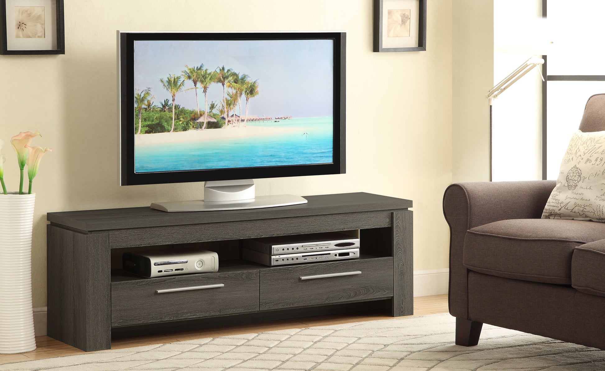 Elkton 2-drawer Engineered Wood 59-inch TV Stand Weathered Grey