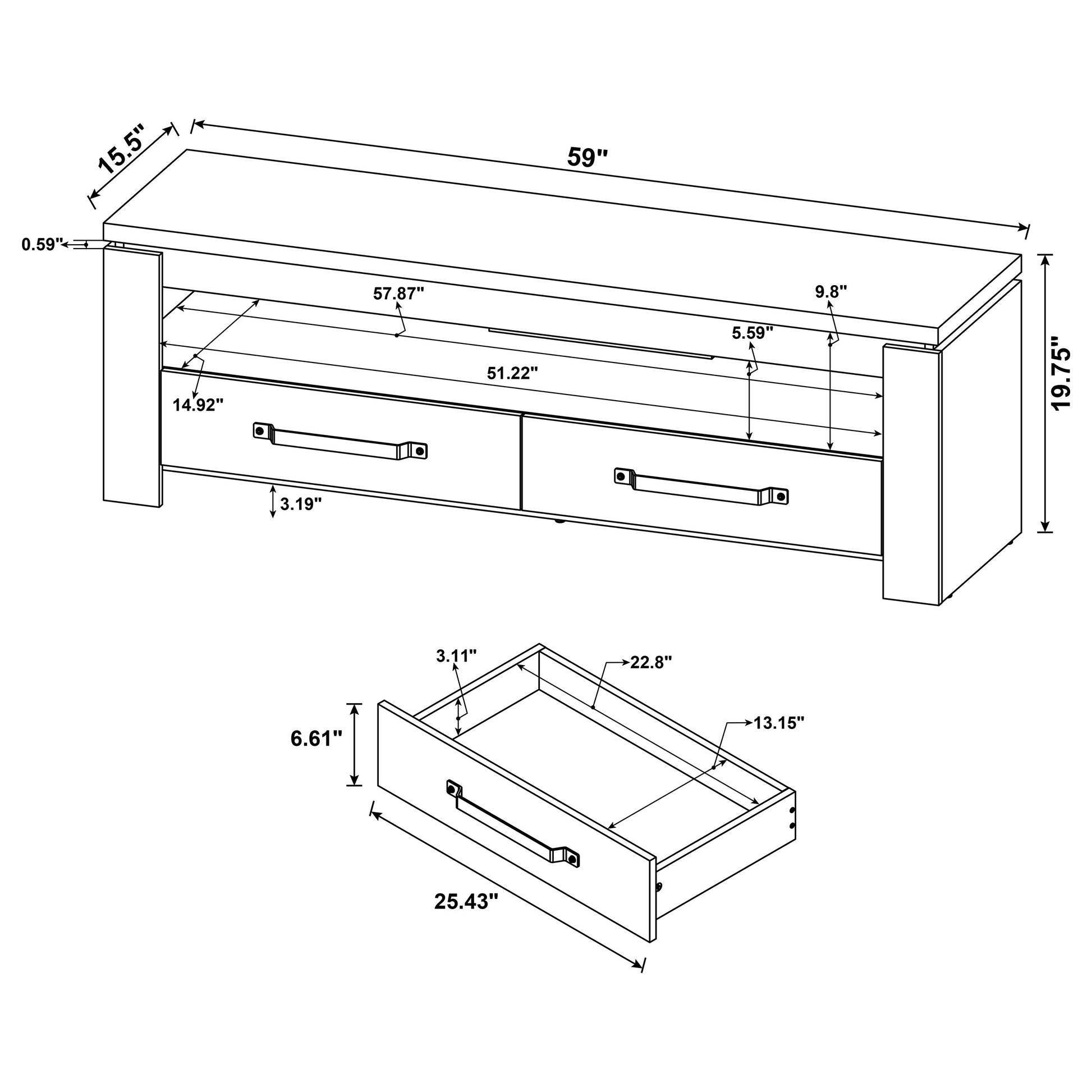 Elkton 2-drawer Engineered Wood 59-inch TV Stand Mango