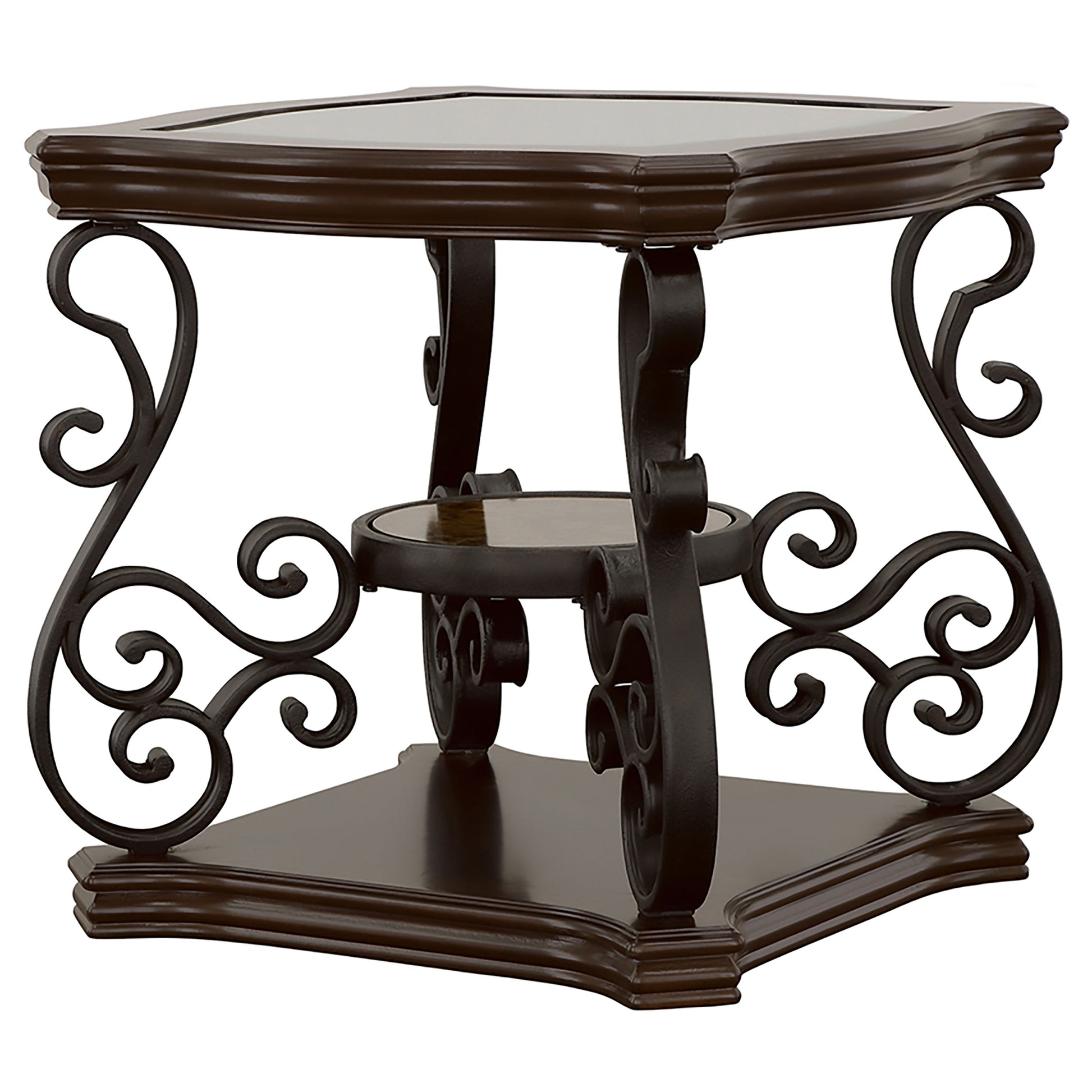 Laney 1-shelf Glass Top Square End Table Deep Merlot