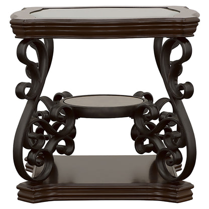 Laney 1-shelf Glass Top Square End Table Deep Merlot