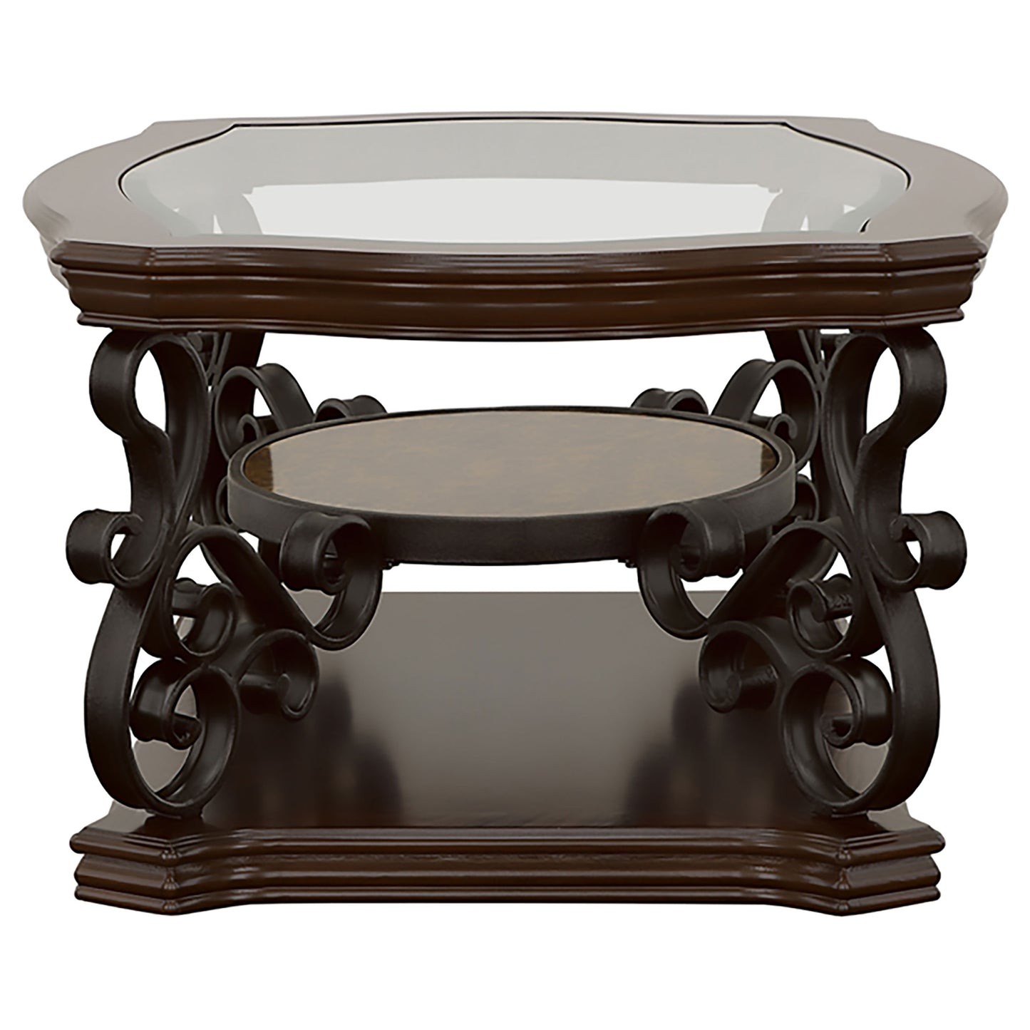 Laney 1-shelf Glass Top Rectangular Coffee Table Deep Merlot