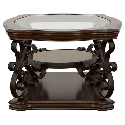 Laney 1-shelf Glass Top Rectangular Coffee Table Deep Merlot