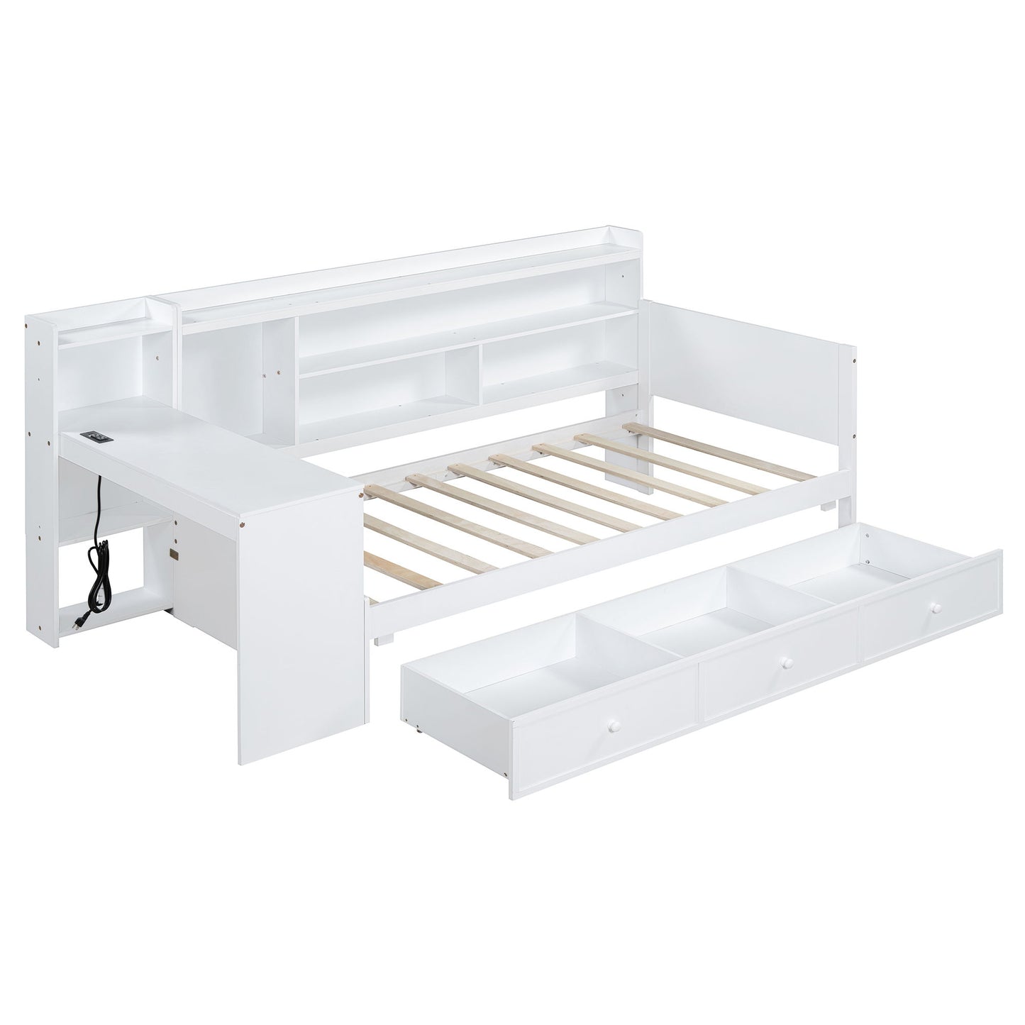 Daybed With 3 Drawers USB Ports And Desk - The Sleep Loft - Online Mattress Showroom NYC