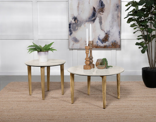 Aldis 2-piece Coffee and End Table Set White - The Sleep Loft - Online Mattress Showroom NYC