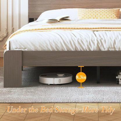 King Size Platform Bed Frame With Storage LED Light Headboard And Usb, Noise Free - Dark Gray - The Sleep Loft - Online Mattress Showroom NYC