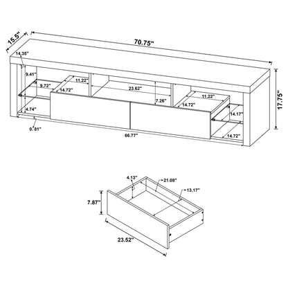Jude 2-drawer Engineered Wood 71-inch TV Stand High Gloss White