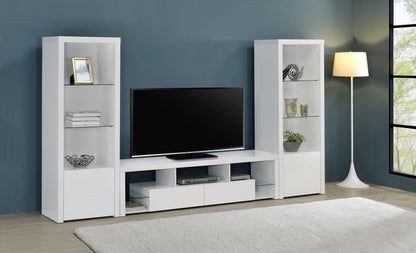 Jude 3-shelf Engineered Wood Media Tower High Gloss White