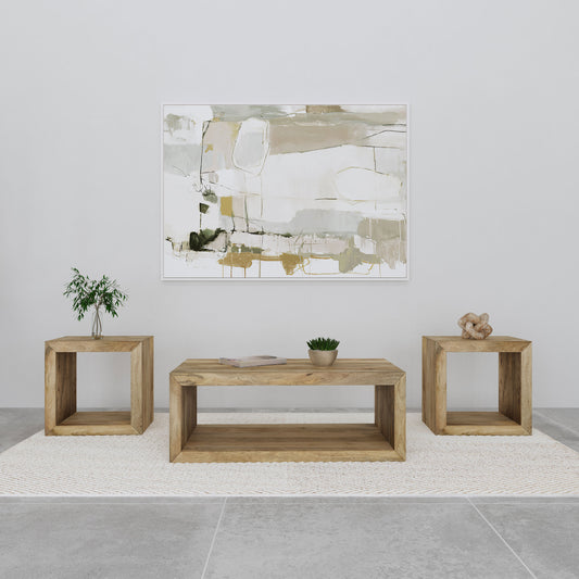 Benton 3-piece Solid Mango Coffee and End Table Set Natural - The Sleep Loft - Online Mattress Showroom NYC