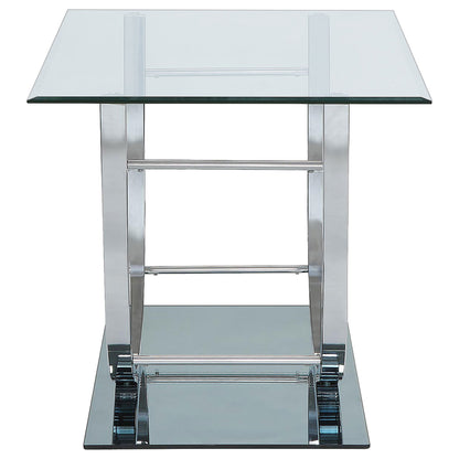 Danville Square U-Shaped Glass Top Side End Table Chrome
