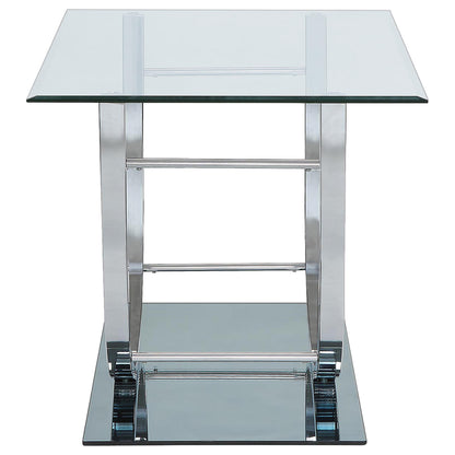 Danville 2-piece Glass Top Coffee and End Table Set Chrome