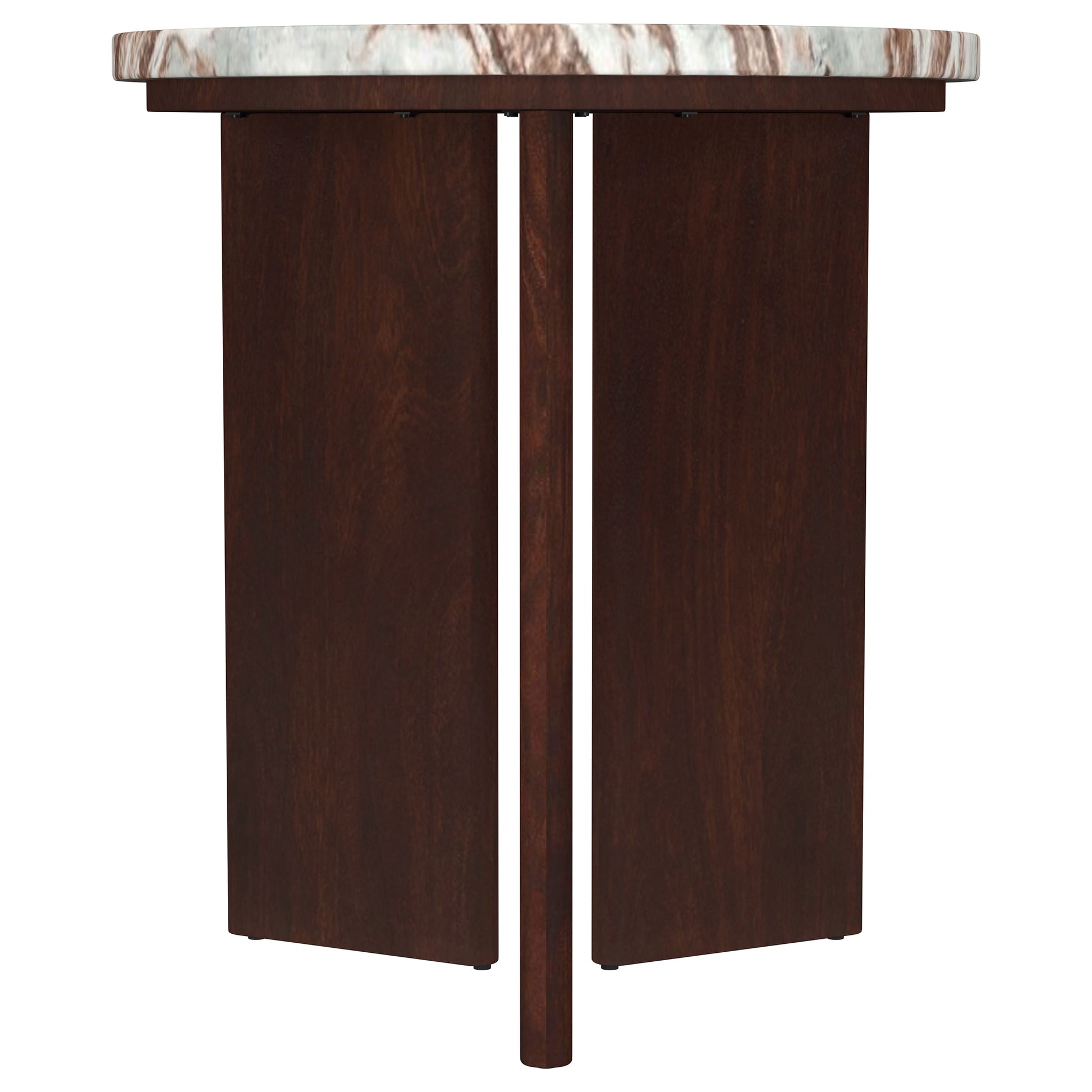 Jenna 2-piece Round Marble Top Coffee Table Set Brown