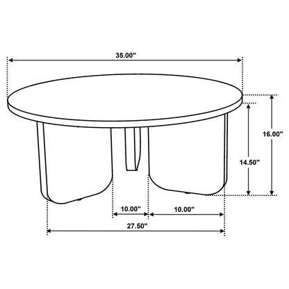 Jenna 35-inch Round Marble Top Cocktail Coffee Table Brown