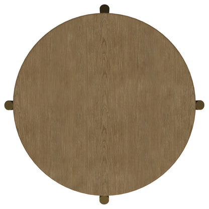 Arini Round End Side Table With Storage Shelf Sand Wash
