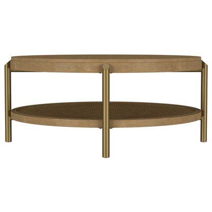 Arini Round Coffee Table With Storage Shelf Sand Wash