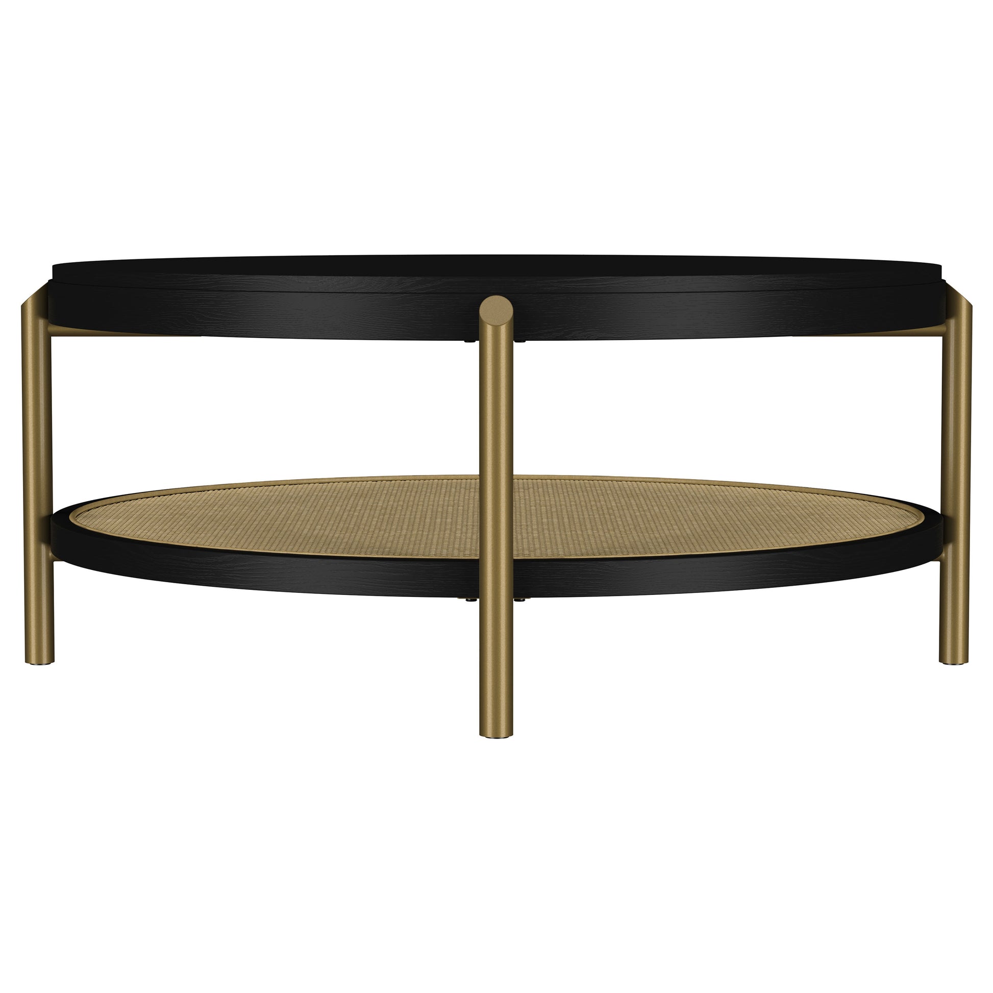 Arini Round Coffee Table With Storage Shelf Black