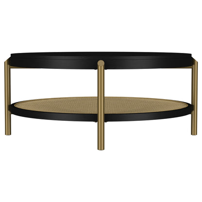 Arini Round Coffee Table With Storage Shelf Black