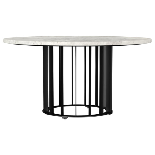 Haven Round Genuine White Marble Top Coffee Table Black - The Sleep Loft - Online Mattress Showroom NYC