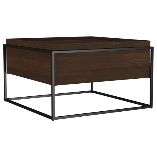 Fulton 30-inch Square Mango Wood Coffee Table Dark Brown - The Sleep Loft - Online Mattress Showroom NYC
