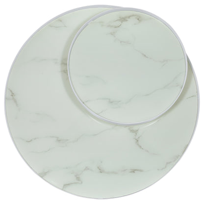 Briggs Round Marble Printed Glass Top Coffee Table White