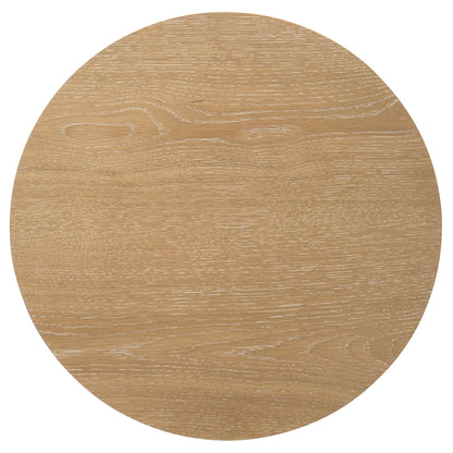 Ottowa Round Wood Side End Table with Shelf Light Oak