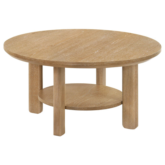 Ottowa 36-inch Round Wood Cocktail Coffee Table Light Oak - The Sleep Loft - Online Mattress Showroom NYC