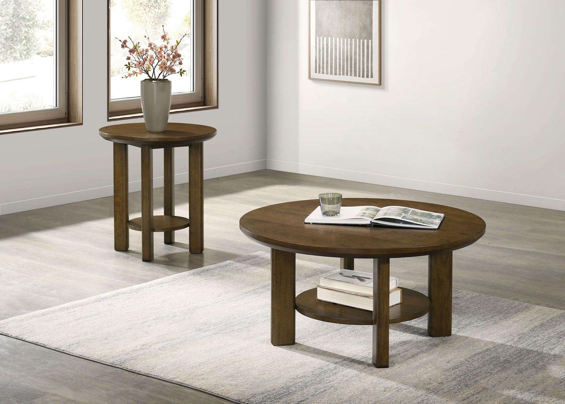 Ottowa 35-inch Round Wood Cocktail Coffee Table Brown