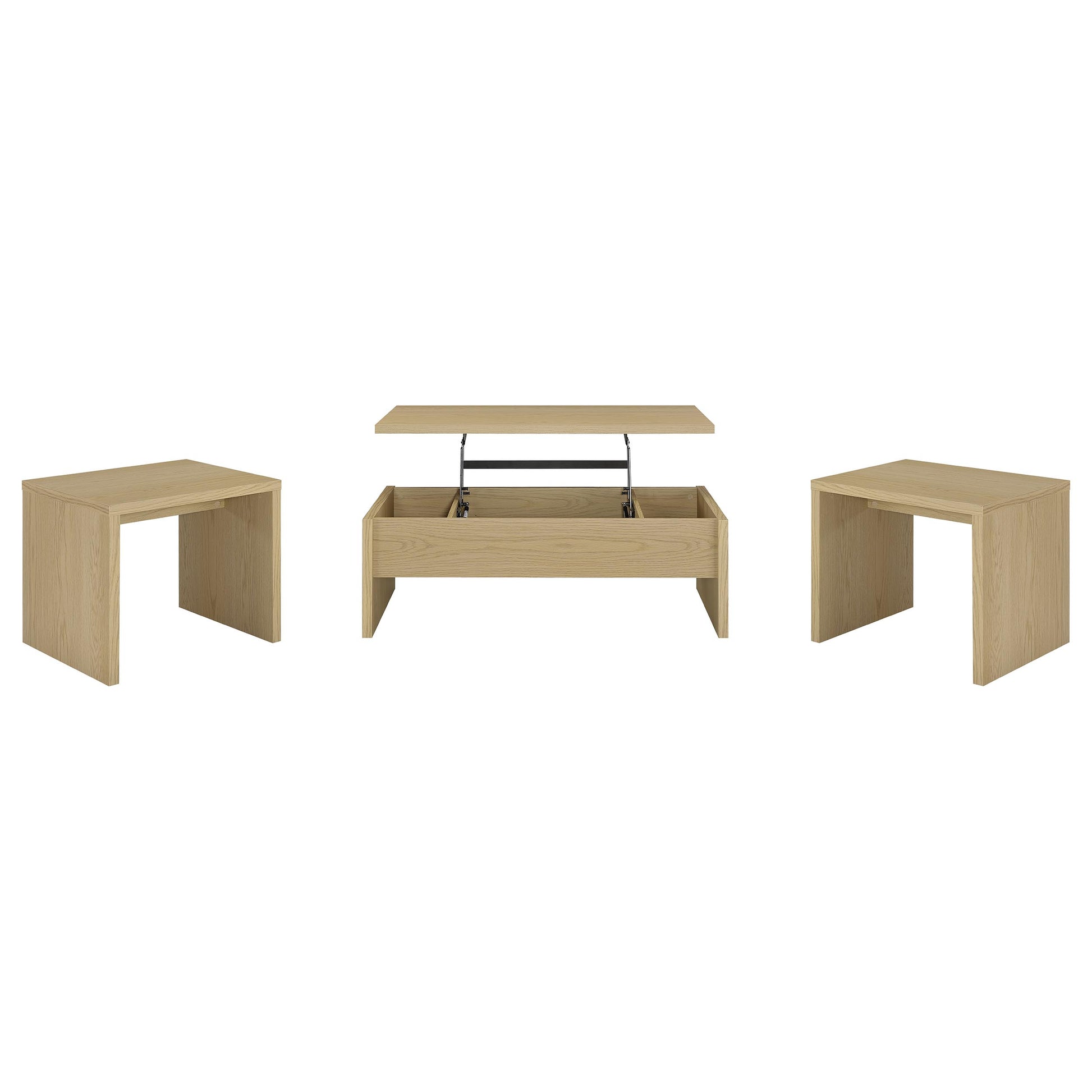 Canoga 3-piece Lift Top Cocktail Coffee Table Set Light Oak
